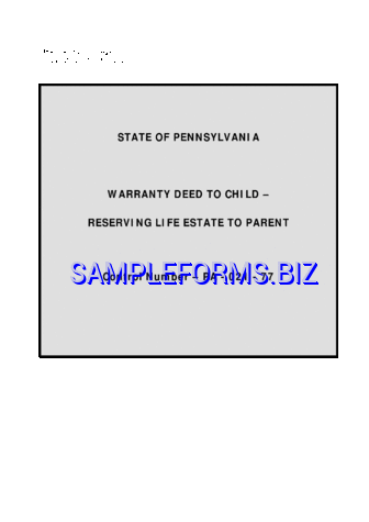 Pennsylvania Warranty Deed to Child pdf free
