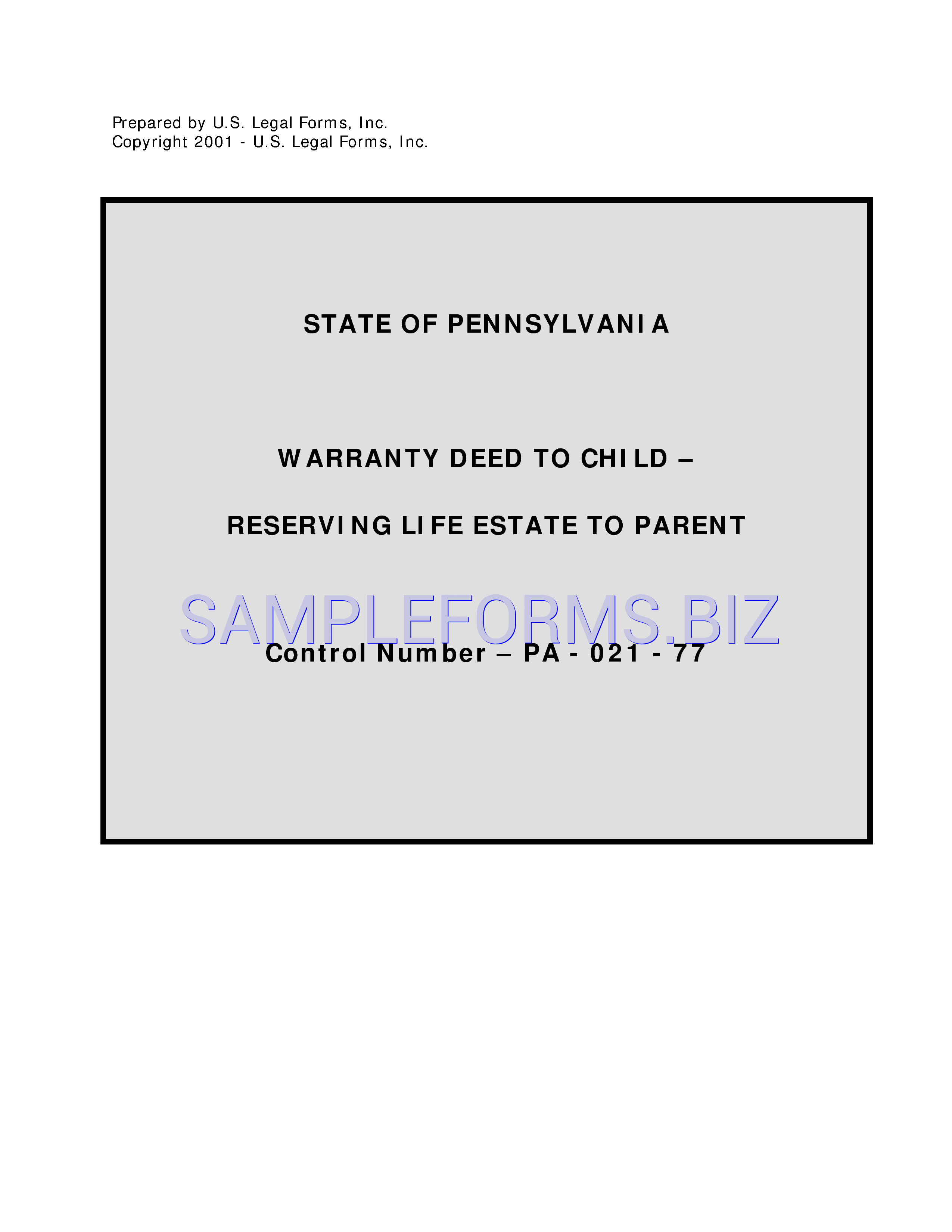 Preview free downloadable Pennsylvania Warranty Deed to Child in PDF (page 1)